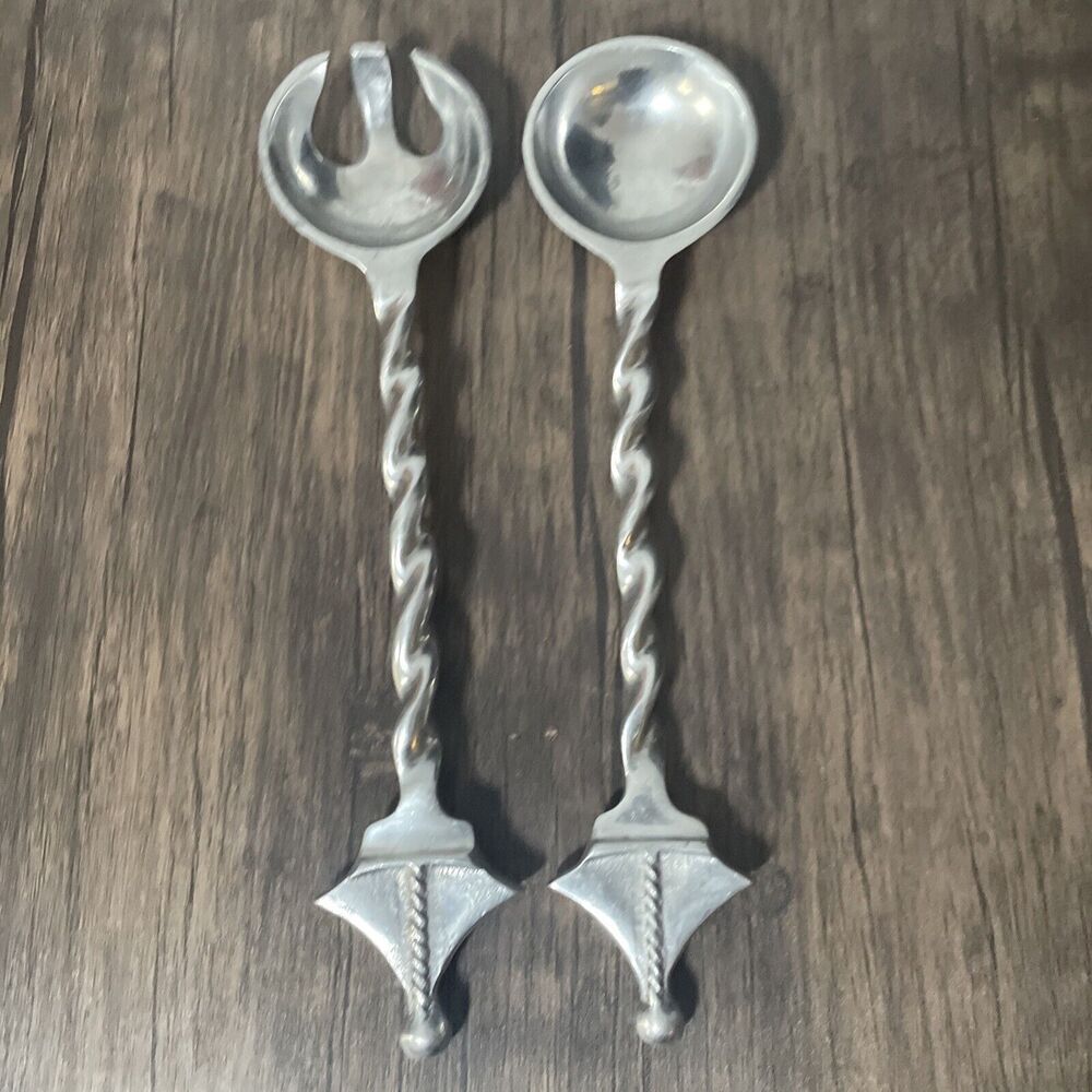 Sail Boat Ocean Nautical Serving Large Salad Fork & Spoon Set India
